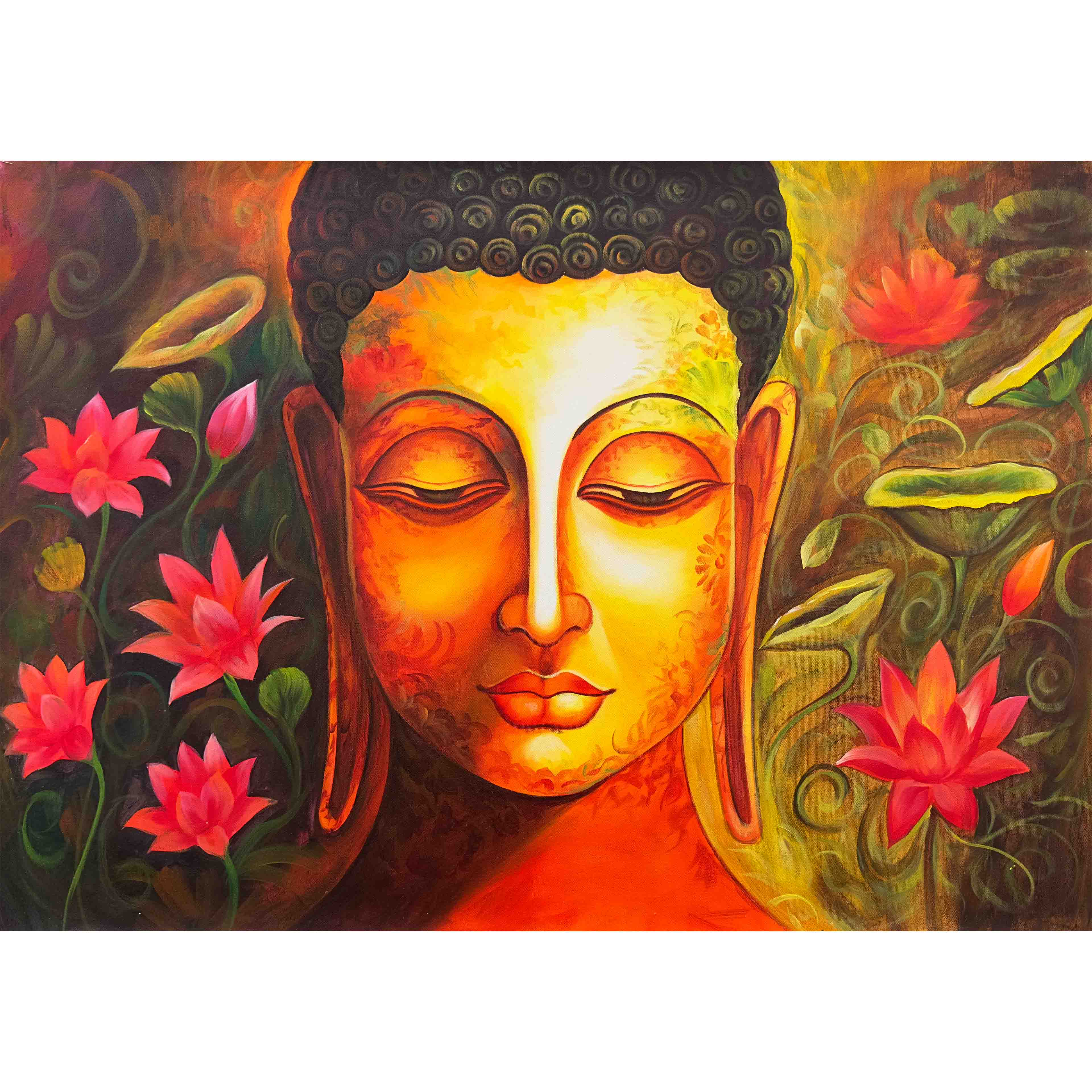 Tranquil Buddha Amid Blossoming Lotus Dreams